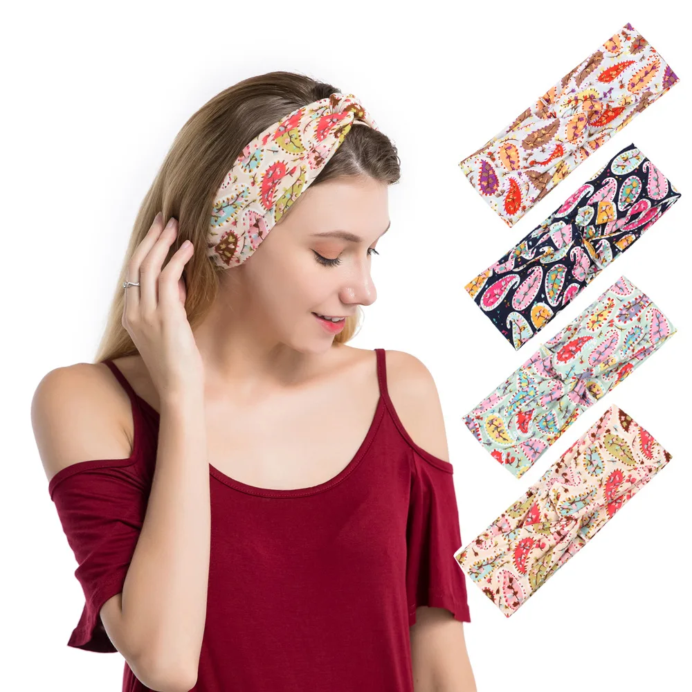 

Fashion New Soft Woman Floral Print Turbans Headband, As the picture show