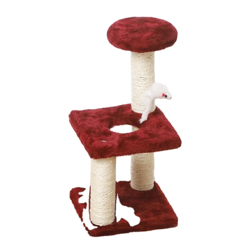 

Hot Sale Pet Sisal Climbing Scratch Multi-level Cat Tower, Solid color