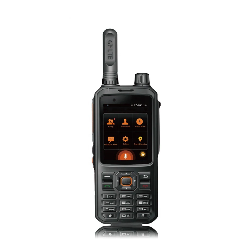 

2020 New design network radio with GSM phone WIFI 4G Android system walkie talkie LTE POC GPS two way radio T320, Black
