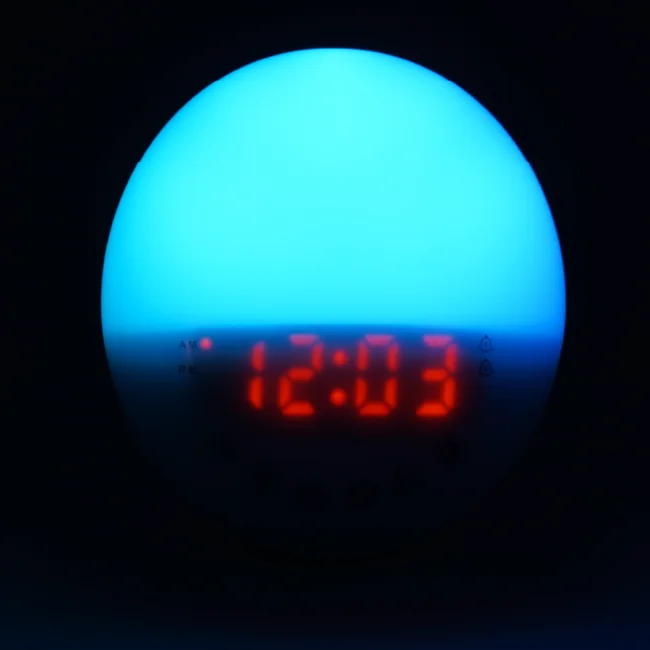 

2021Hot Selling Sunrise Simulation 7Colors 2Alarm 8Natural Sounds Digital Wake Up Alarm Clock