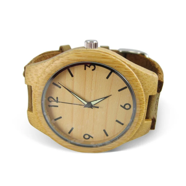 

High quality handmade wooden watch with real leather strap wooden watches