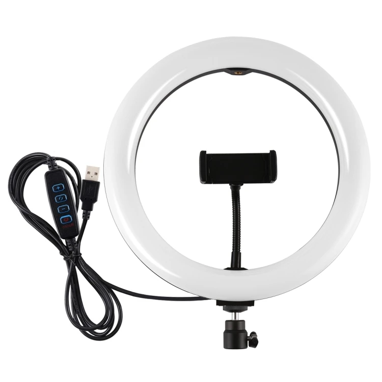 

PULUZ 10.2 inch Dimmable LED Ring Vlogging Selfie Photography Video Light for Video with Tripod Ball Head & Phone Clamp