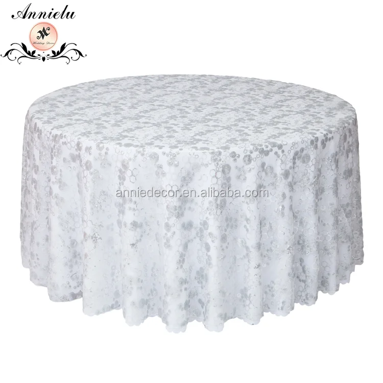 Fancy sequin mesh embroidered wedding table cloth