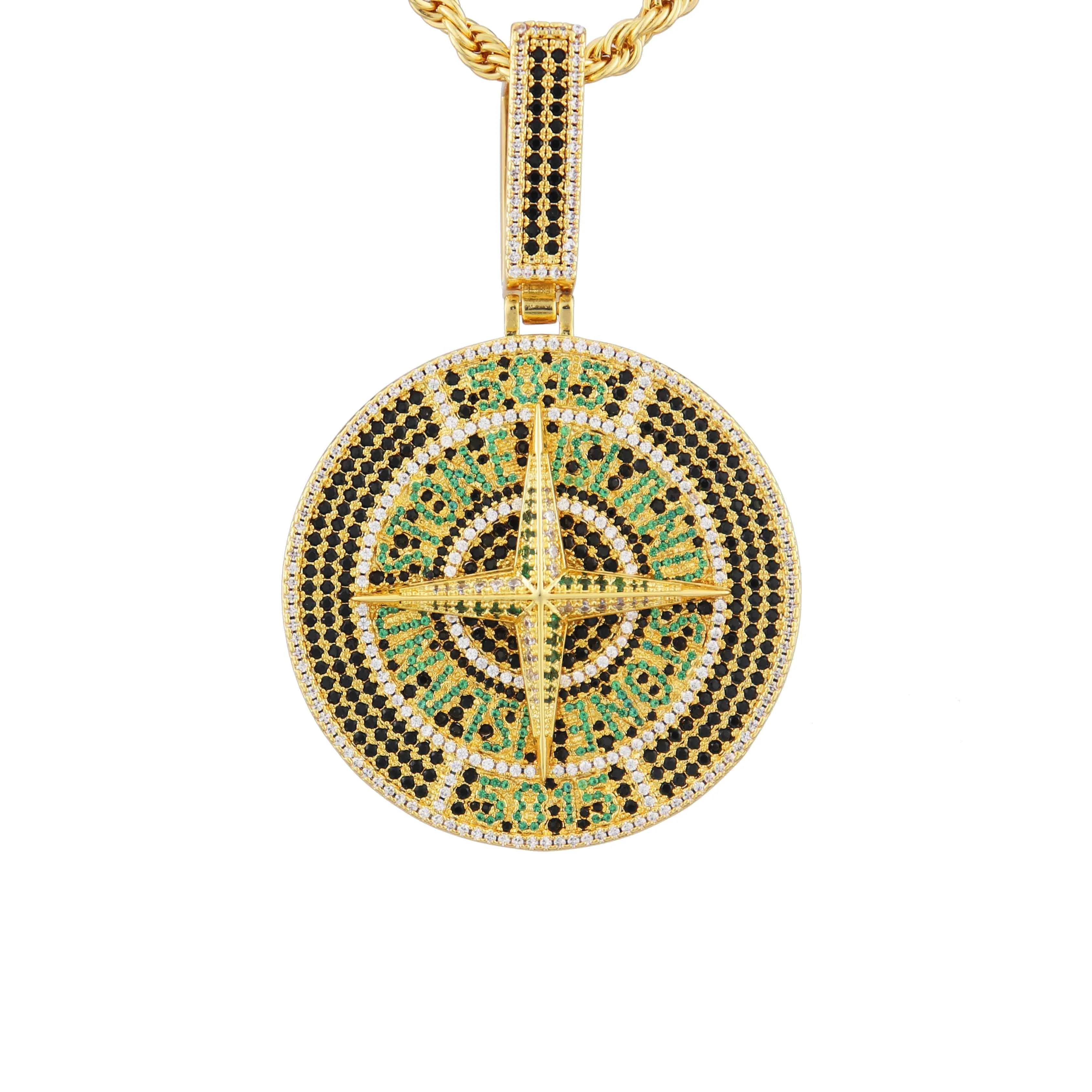 

New design jewellery full stone compass Pendant Necklace jewelry sets gift Cubic Zirconia 18k gold plated fine jewelry set