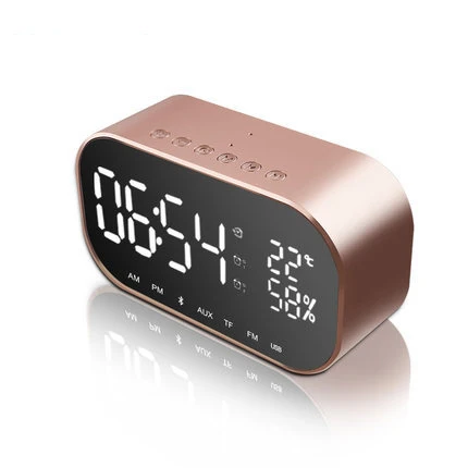 

Manufacturers sell alarm clock speaker wireless BT subwoofer creative bedside speaker, Black, golden, rose gold, gun-black