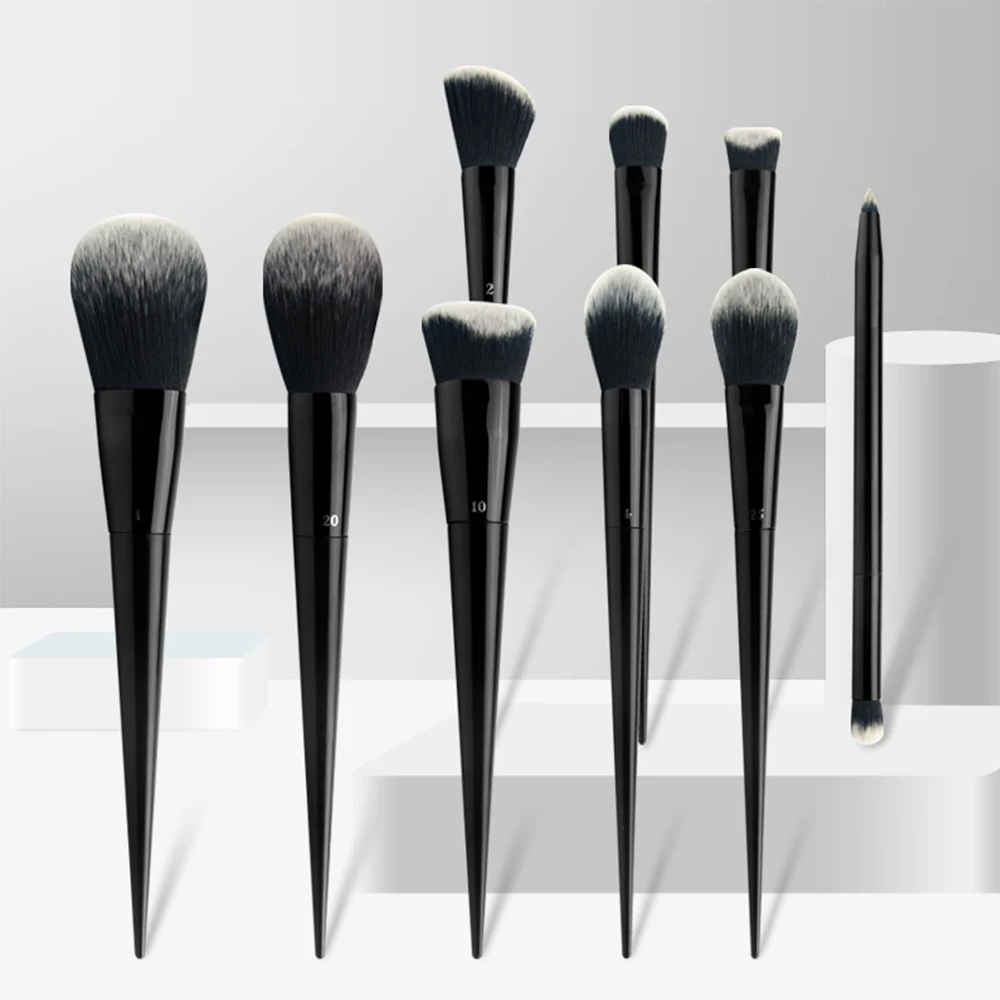 

brochas 9pcs Makeup Brush Custom Logo Black Private Label Synthetic Hair Professional Cosmetic Make Up Brush Set beauty tools