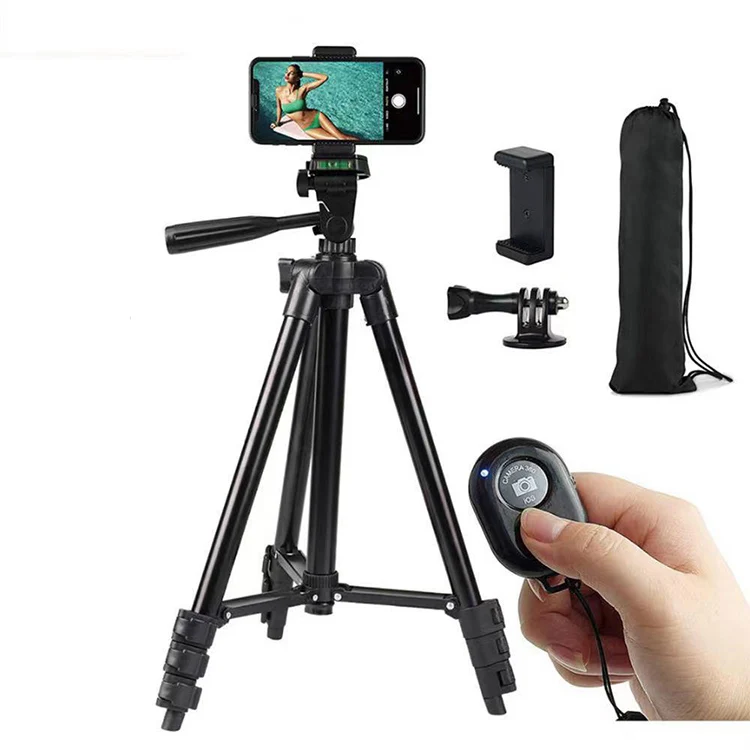 

Universal Professional Aluminum Flexible Smartphone Stand Camera Phone Tripod With Remote, Silver 3110 / black 3120