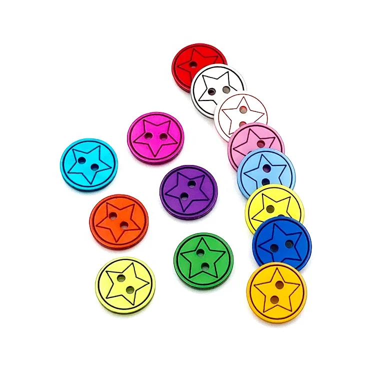 

Mixed Cartoon Star 2 Holes Resin Plastic Clothing Sewing Button DIY Craft, Mixed colored(14colors)