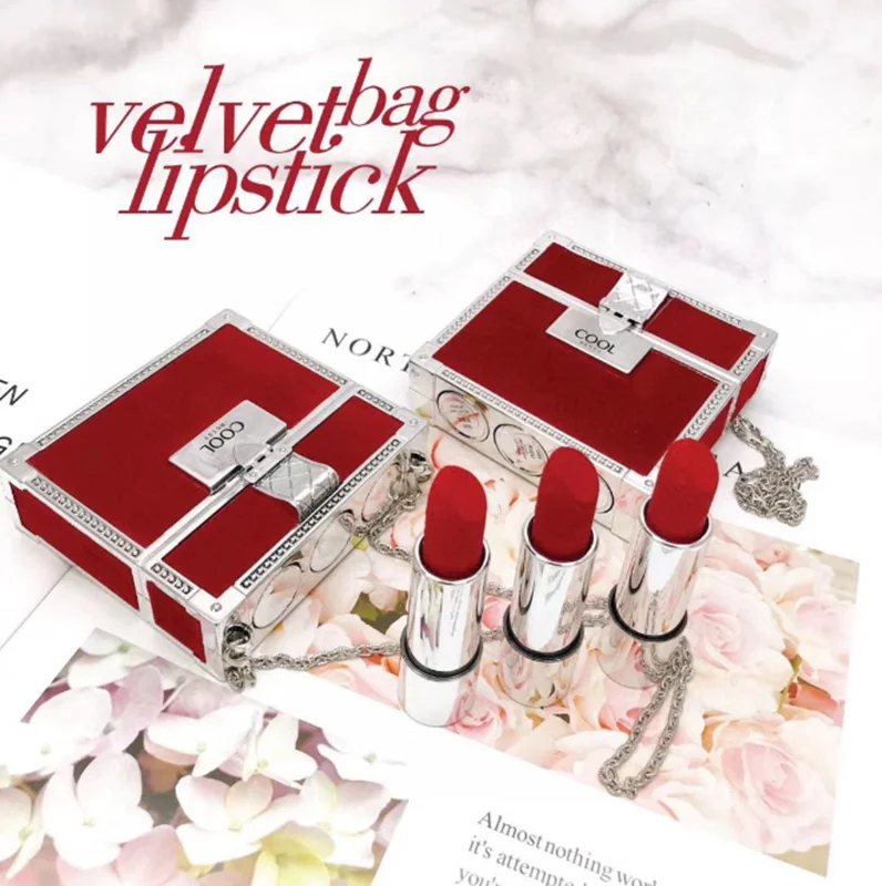 

Aristocratic Chain Bag Three-Piece Box Set Lipsticks Velvet Texture Waterproof Matte Nude Makeup Long Lasting Carving Lipstick