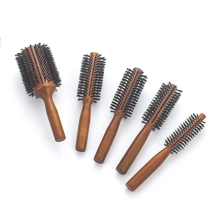 Luxe Wholesale Handmade Round Hair Brush With Wooden Handle Boar