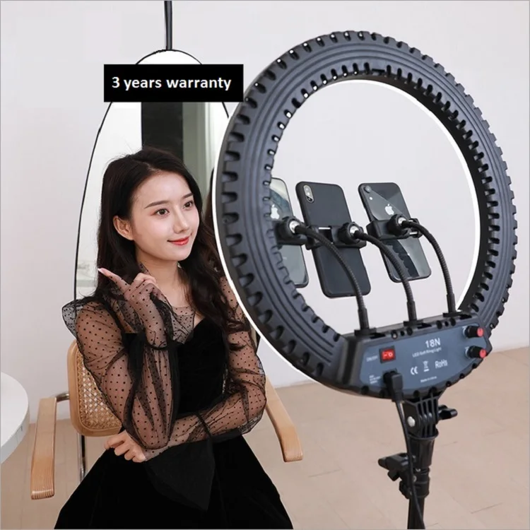 

Hot Sale 18 Inch Dimmable Live Stream Photographic Fill Lamp Selfie Makeup Lighting LED Ring Light with Tripod Stand