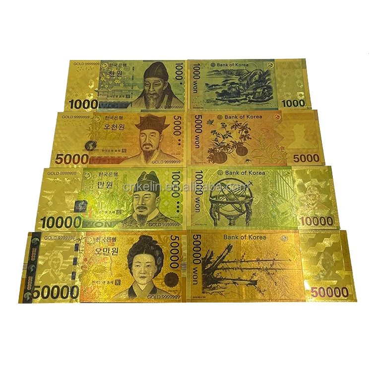 

Waterproof 4 Types Korea Money 24K Gold Foil Banknote with Competitive Prices