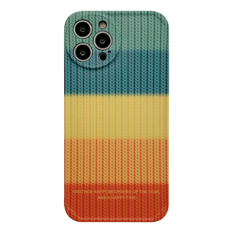 

trending phone cases 2021 Cartoon gradient sweater pu leather mobile phone cases for iphone 11 12 iphone 7 8 Series phone cover, [green blue gradient sweater],[green yellow orange gradient sweater]