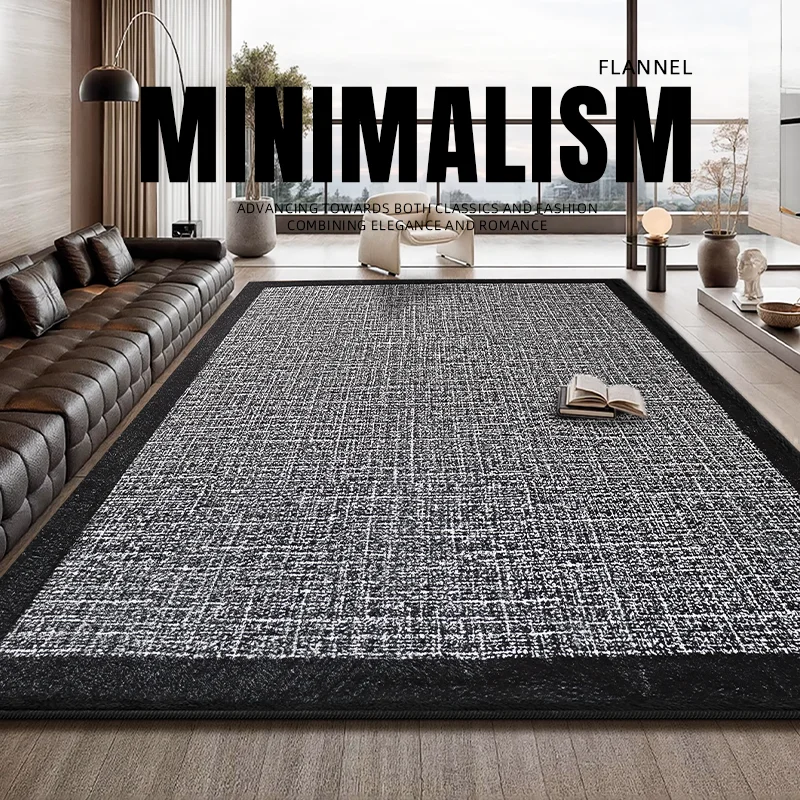 City Modern Simple Luxury Black Grey Living Room Large Carpet Faux Cashmere Area Rug