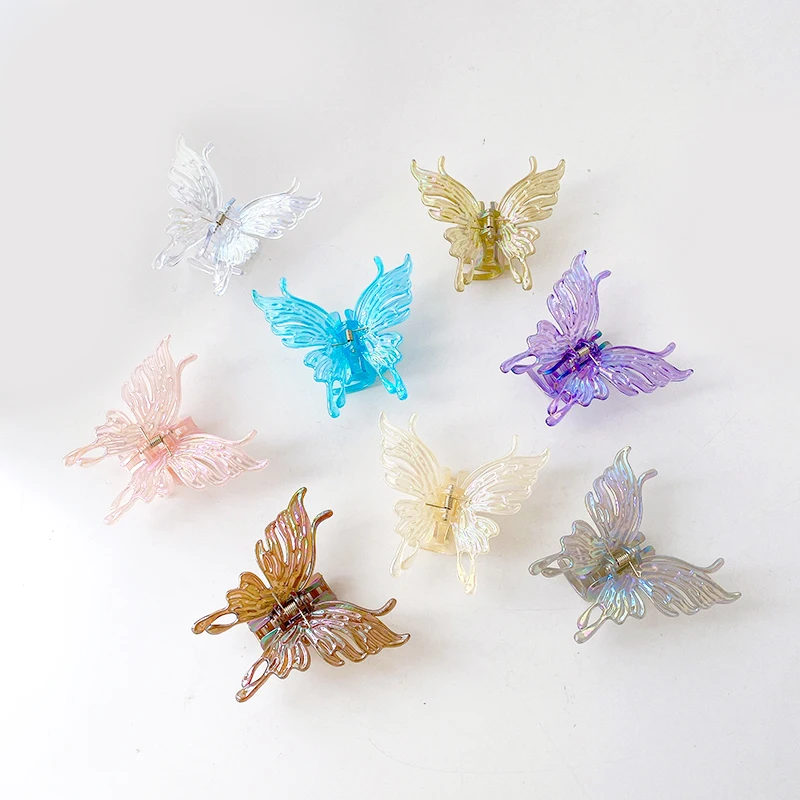 

Large Butterfly Shape Resin Haarklammer Big Transparent Glossy Shark Hair Claw Clip 10 cm Jelly Plastic Claw Clips For Girls