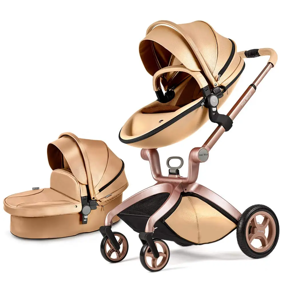 

Hot Mom High Landscape Luxury 3 in 1 baby stroller can sit reclining Newborn carriage folding shock baby pram 0-4