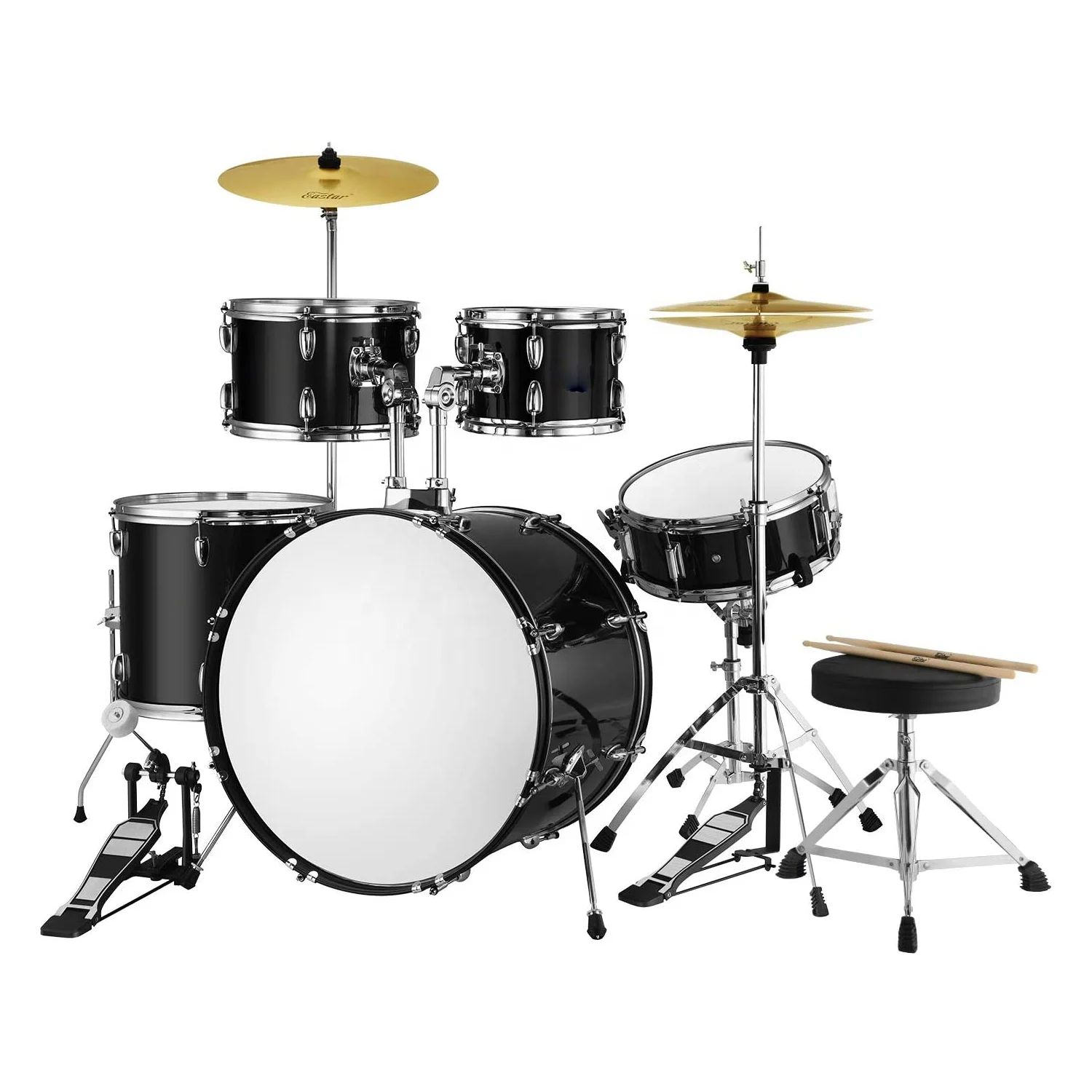 

Manufacturer 22 inch Drum Set Kit Full Size for Adult Junior Teen 5 Piece Mirror Black