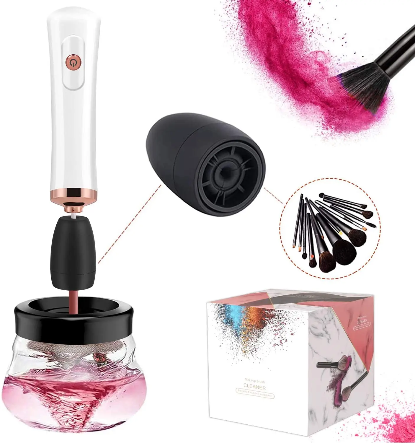 

Dropshipping USB Rechargeable electric Makeup Brush Cleaner and Dryer Super-Fast Cleaning and Drying for cosmetic brushes, Black, white, red