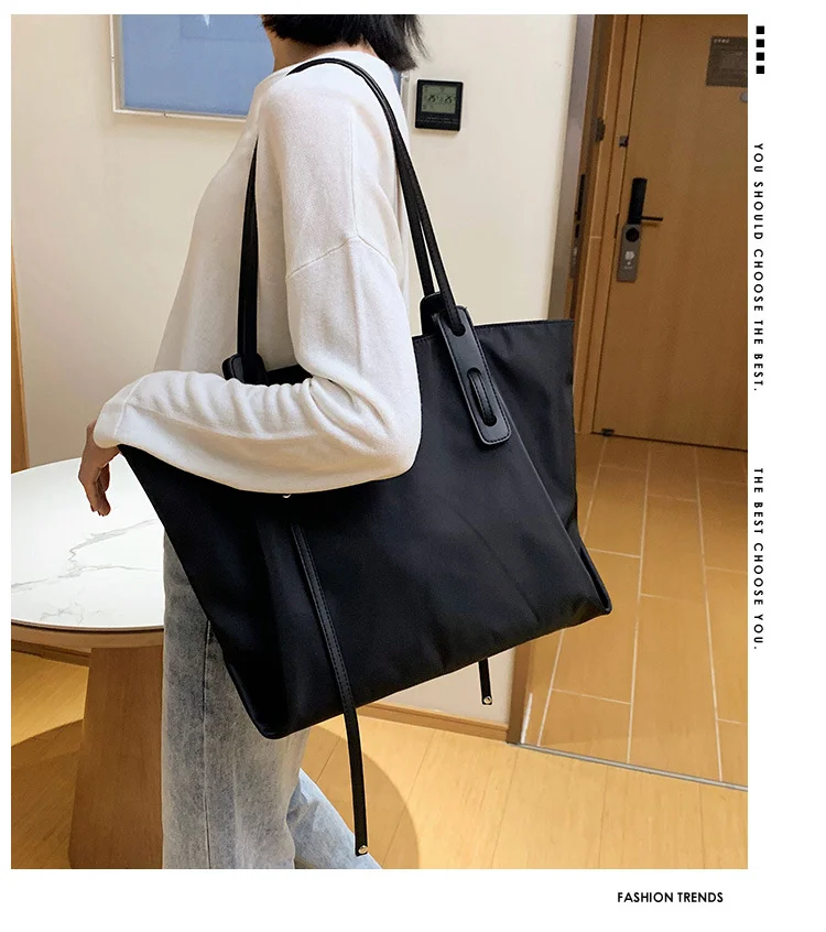 

High Capacity Shoulder Bags For Women 2021Nylon Waterproof Elegant Handbags Female Travel Solid Color Totes Lady Hand Bag