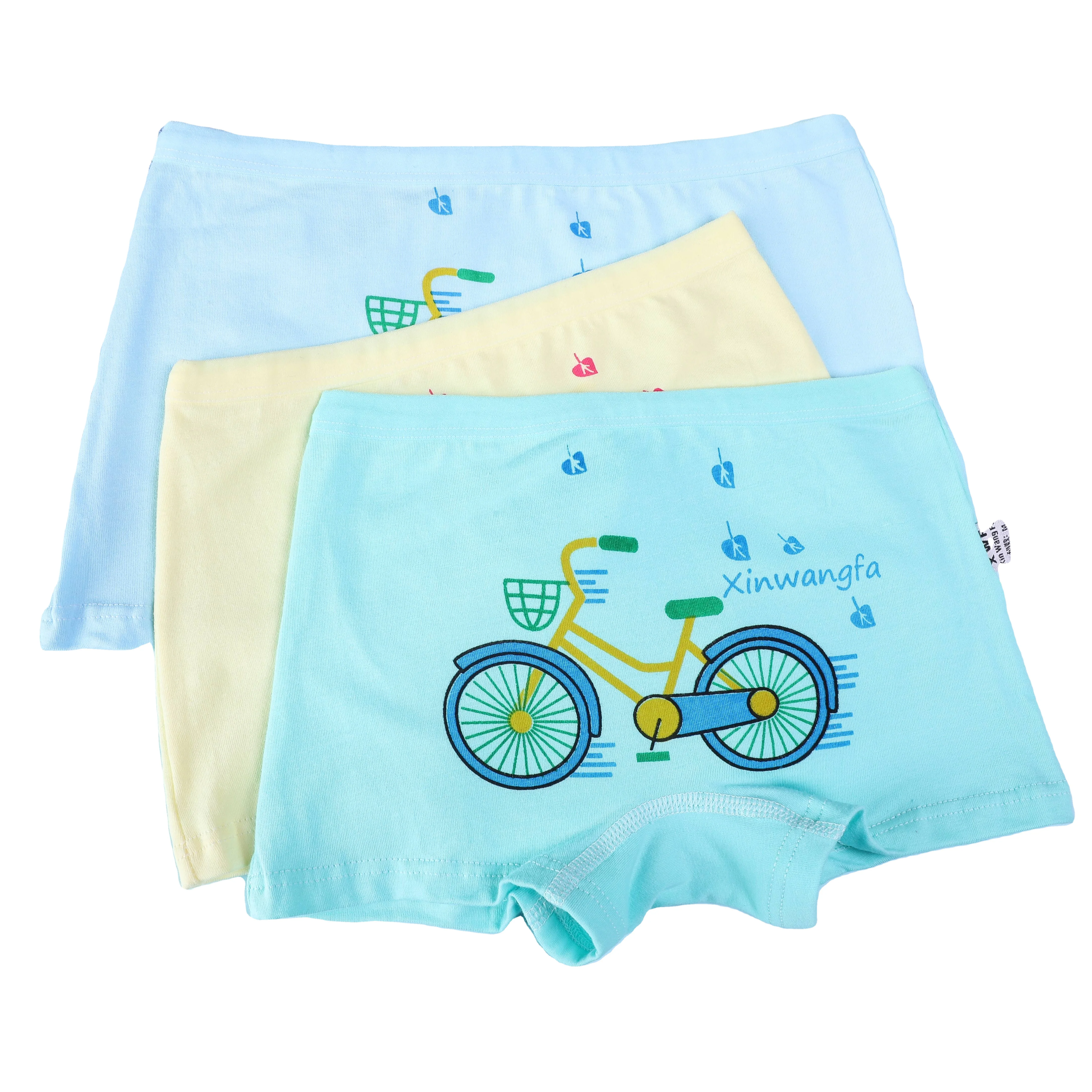 

Factory selling girls' cotton underwear printing blue cute bicycle cartoon type girls' four corner underwear