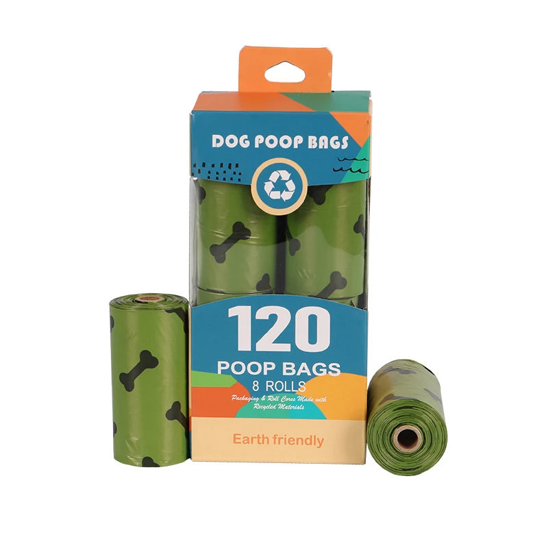 

Pet Supply Printing 8 rolls 120pcs Cat Dog Poop Bags Outdoor Home Clean Refill Garbage Bag, Army green