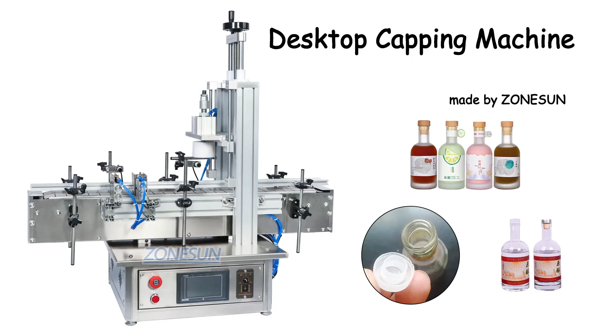 Zonesun Zsxg1870d Pneumatic Automatic Glass Bottle Cap Cork Press