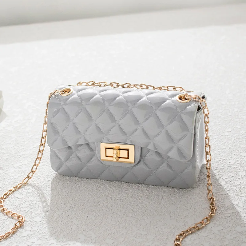 

Fashion Jelly Rainbow Purses and Handbag with Chain Glossy Jelly Crossbody Bag for Women