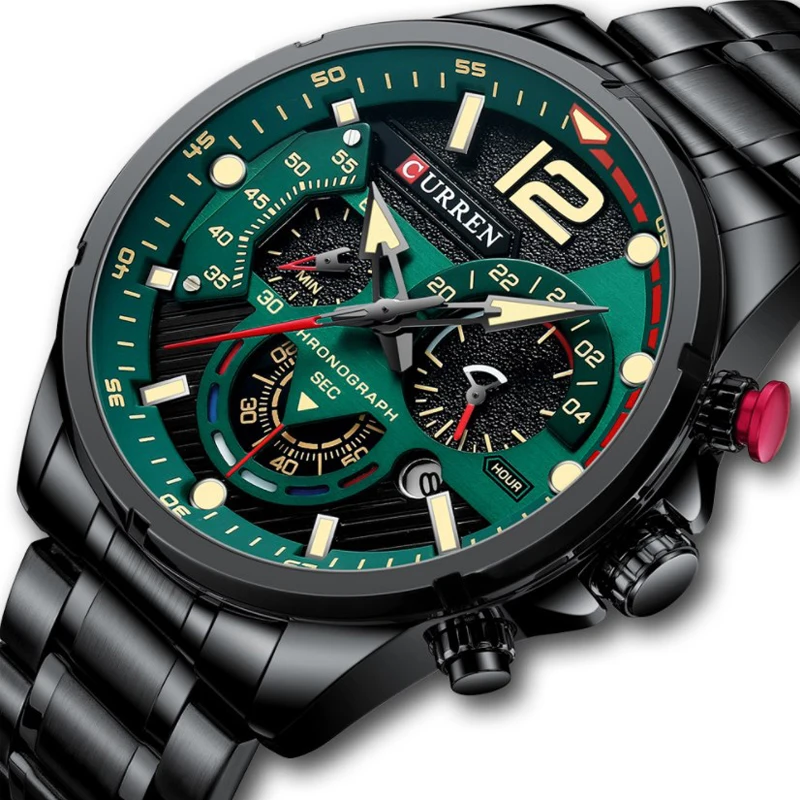

New CURREN 8395 Men's Sport Quartz Chronograph Wristwatches Luxury Stainless Steel Clock Luminous Business Watch Relogio