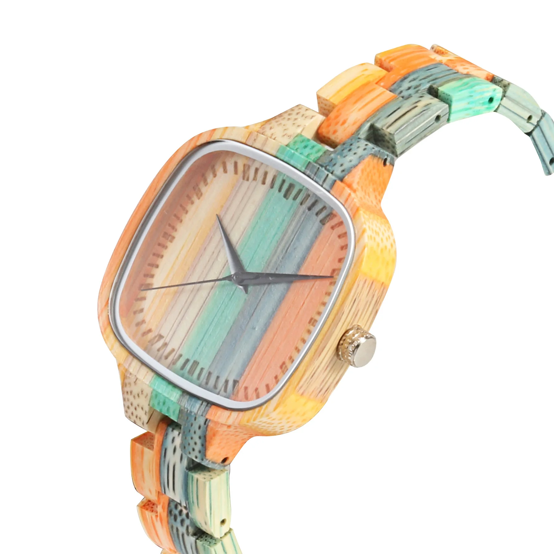 

New Fashion Brand Your Own Logo Colorful Bamboo Wood Watch Custom for ladies, 4 colors in stock