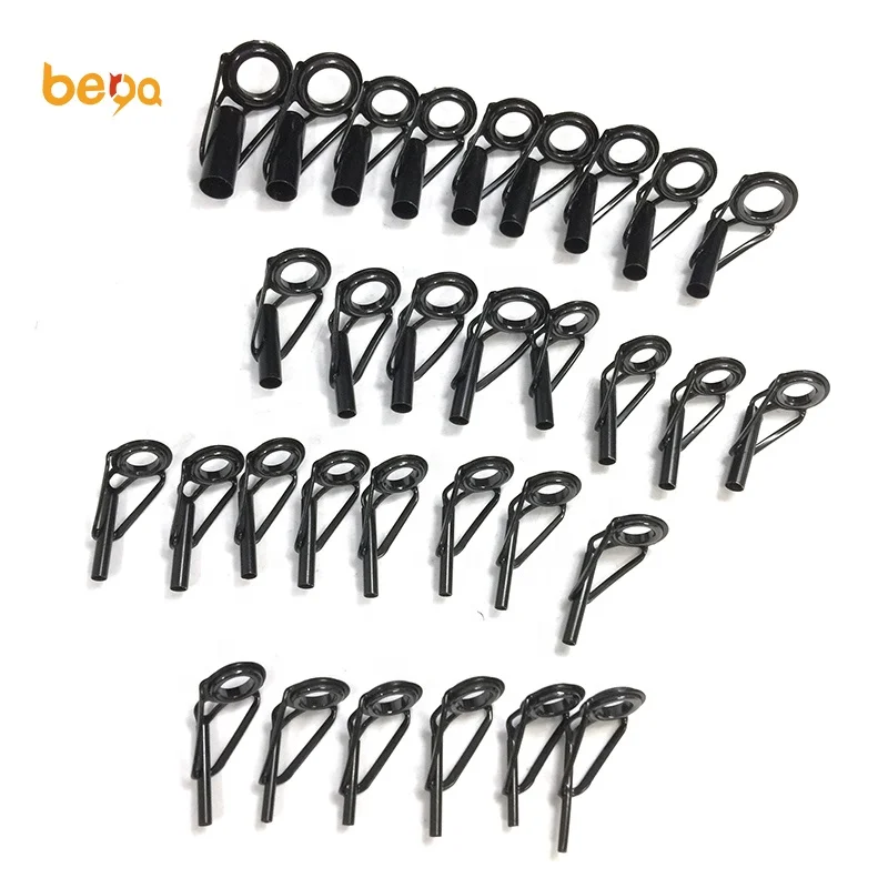 

Black Stainless Steel Roller Sic Ring Tips Fishing Rod Guides High Gloss Ceramic Rings Fishing Rod Guides