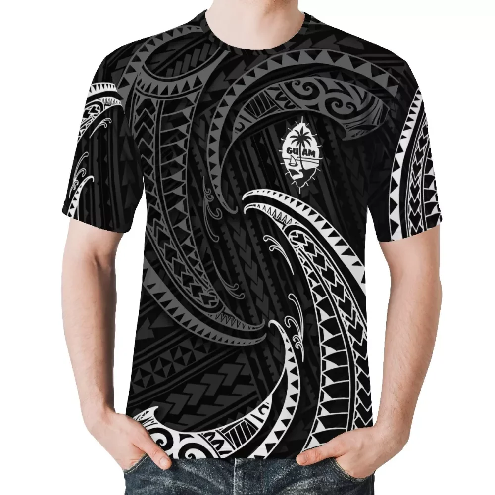 

Newest Hawaii Style GUAM image Designs Polynesian Traditional tribal Tattoo designs fashion black-white T-Shirt For Men cheap