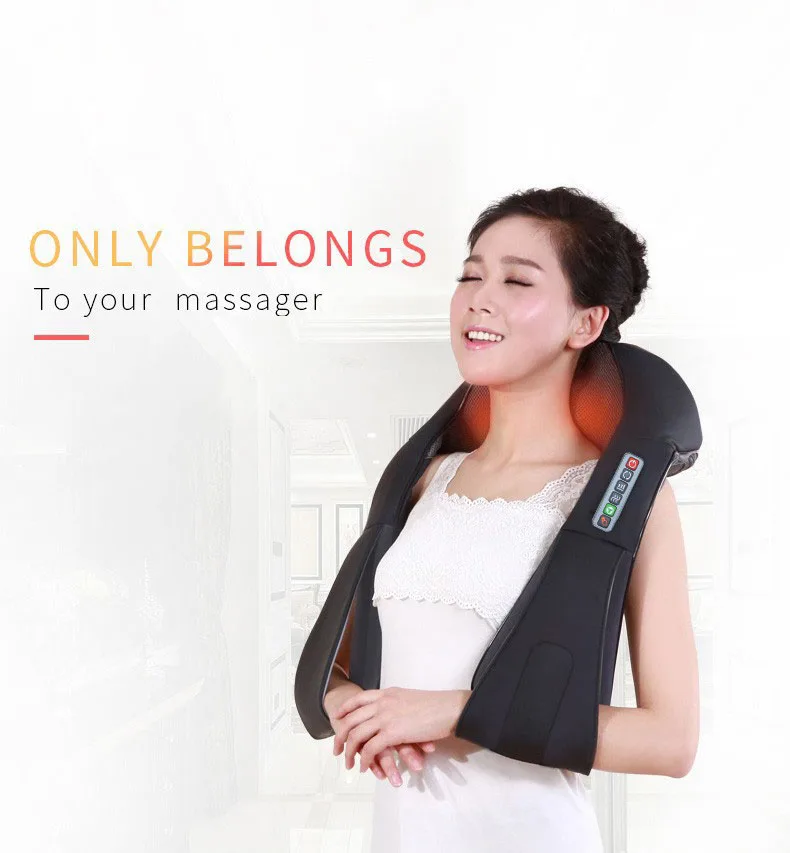 

2021 New Home Car Use Therapy Unique Shiatsu Back Neck Shoulder Body Massager Kneading Cordless Back Massager With Heat, Black