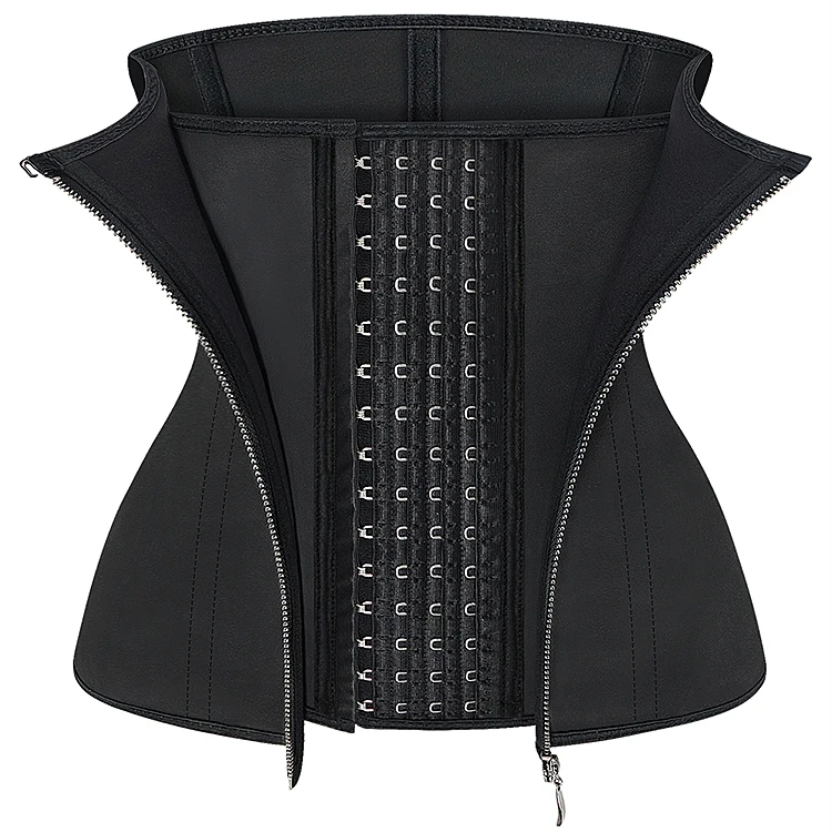 

9 Big Steel Bone Latex Corset Hook And Zipper Slimming Belts Latex Waist Trainer