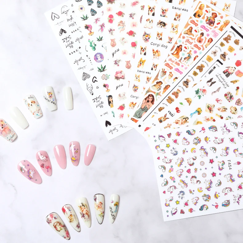 

Japanese Cartoon Nail Salon Gel Decoration Nail Beauty Use Nail Art Sticker with Back Adhesive, 11 colors