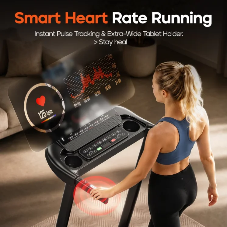 Electric 1.25HP DC Brushless Motor Folding Portable Treadmill Manual Incline 1-14km/h Speed Max 120kg Capacity for APP Control