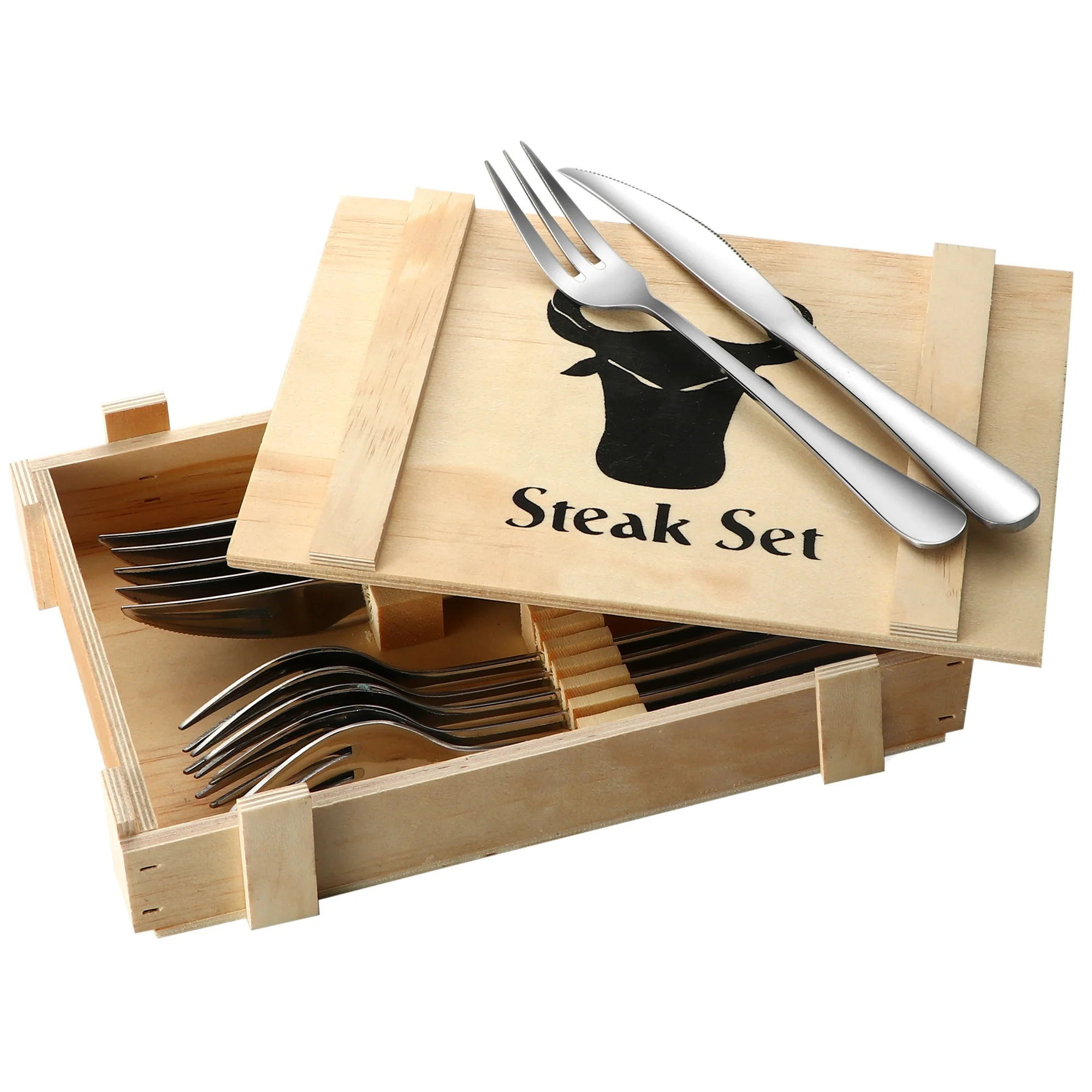 

Steak Knives and Fork 12 Piece Silverware Set Serrated Dinner Fork Dishwasher Safe