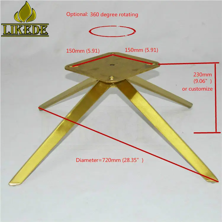 New Swivel Stainless Steel Sofa Base Legs Brushed Titanium Gold Chair Base With Electro-Plating for Apartments