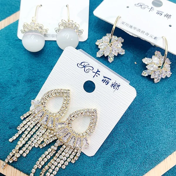 

PUSHI trending products 2021 new arrivals mix fashion earrings 925 silver needle gorgeous tassel earring mix lot