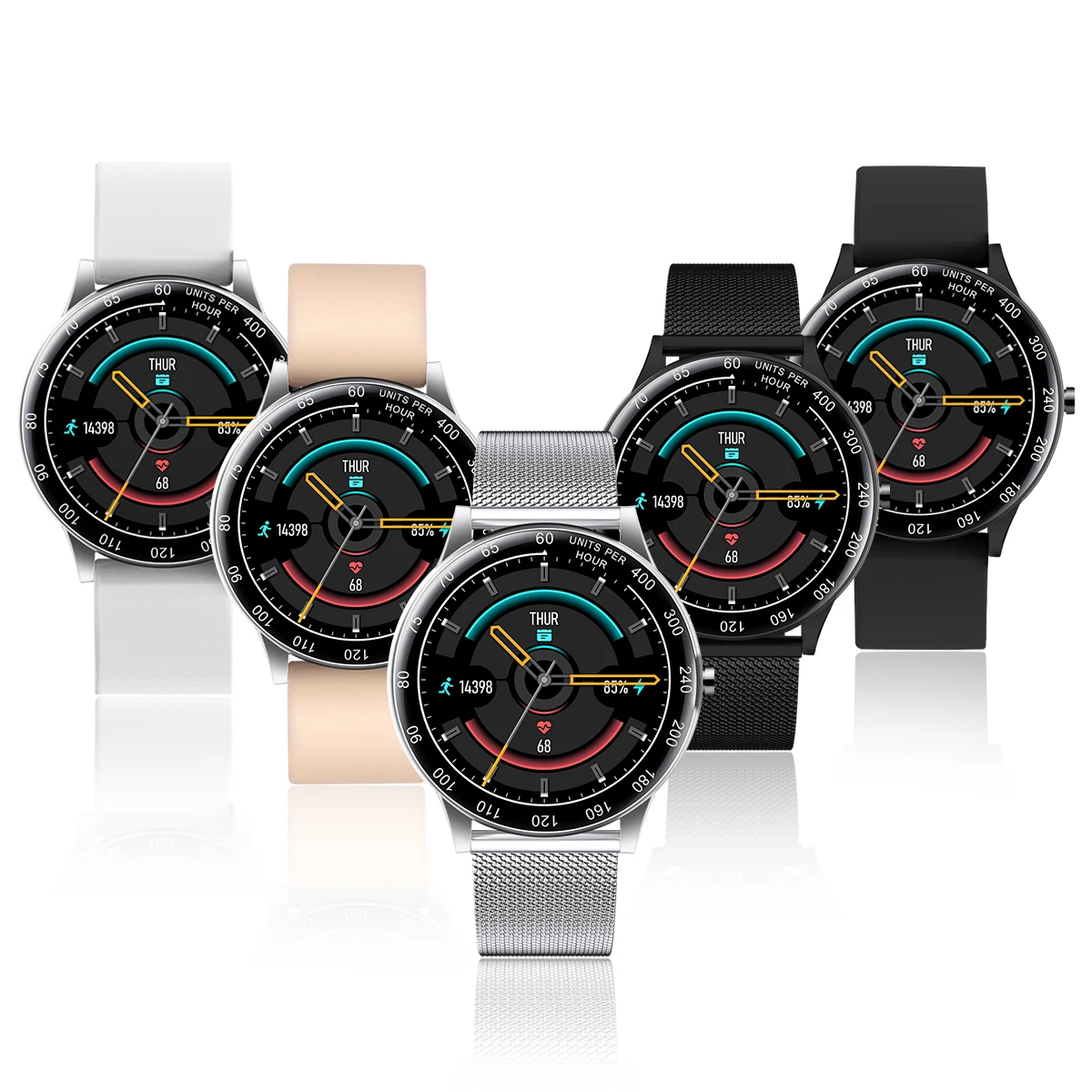 

Latest smartwatch 2021 round smart watch H3 1.28 inch touch screen BT 4.0 waterproof IP67 sleep monitor fitness tracker, Black blue pink