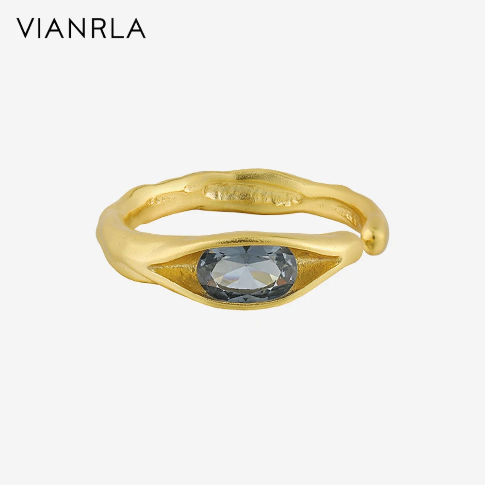 

VIANRLA 925 Sterling Silver Ring Blue Zirconia Ring Open Ring Style Nickle Free Laser Logo Support Drop Shipping Gifts