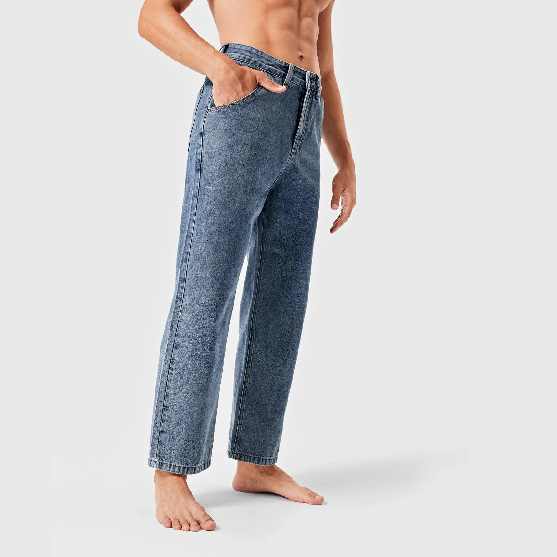 mens loose fit wide leg jeans