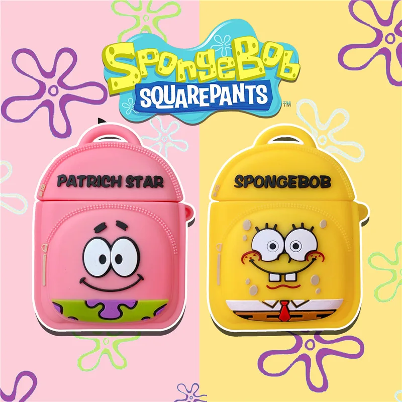 

free shipping for Airpods 2 1 pro soft Cover anime cute 3D Patrick Star SpongeBob backpack bag earphone Case, Colorful