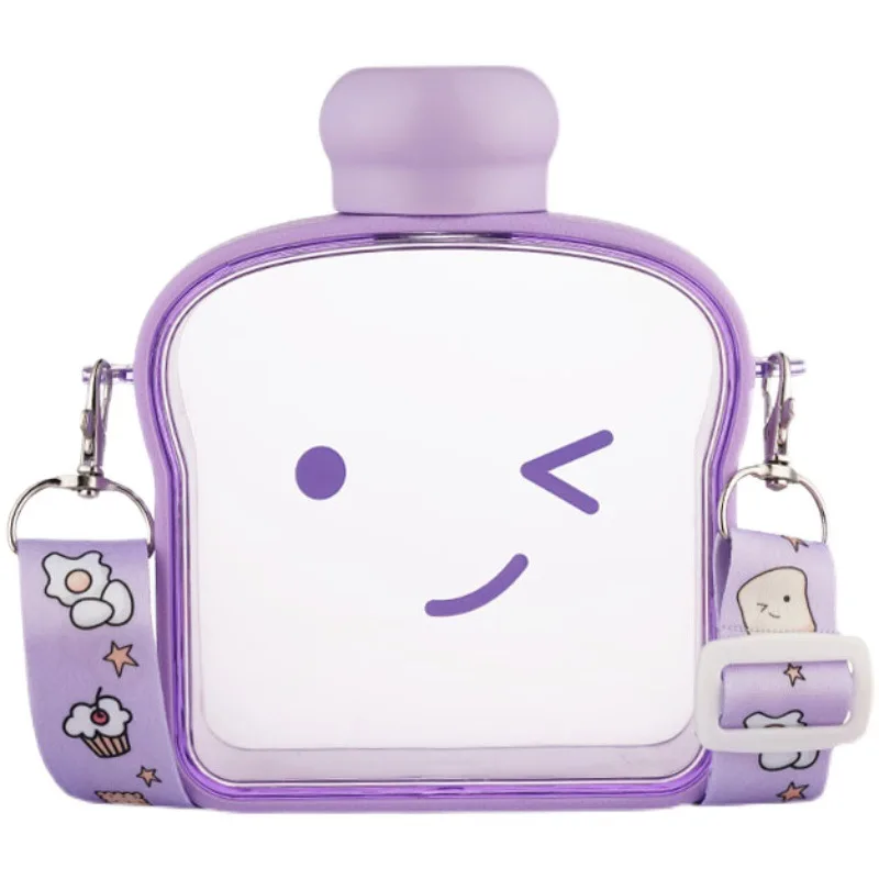 

Modern Portable Creative Bread Shape Smiley Pattern Plastic Sports Water Bottle