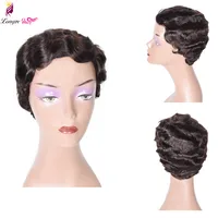 

Short Finger Wave Wig Human Hair Wigs Mommy Hair Wigs for Black Women Natural Color/99J/4#/27#/30#