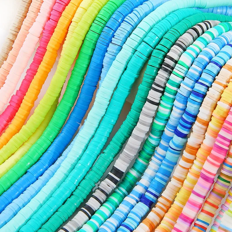 

New Arrival  Flat Round Loose Spacer DIY Jewelry Accessory Polymer Clay Beads, Colorful