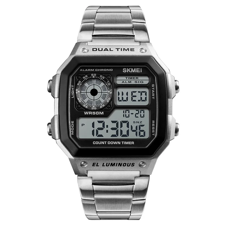 

Skmei 1335 Stainless Steel Digital Men Watches Fashion Waterproof Wristwatches