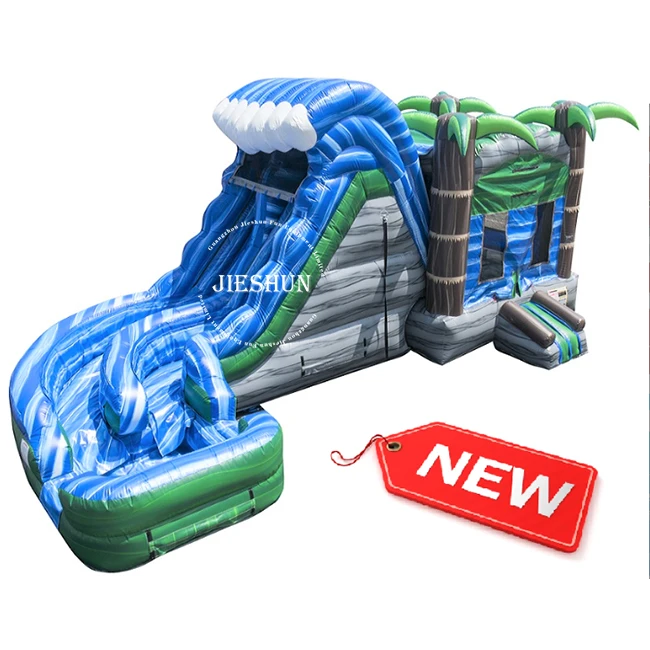 

2020 newest design Factory price commercial inflatable water slide with pool for kids Sea world theme inflatable water slide