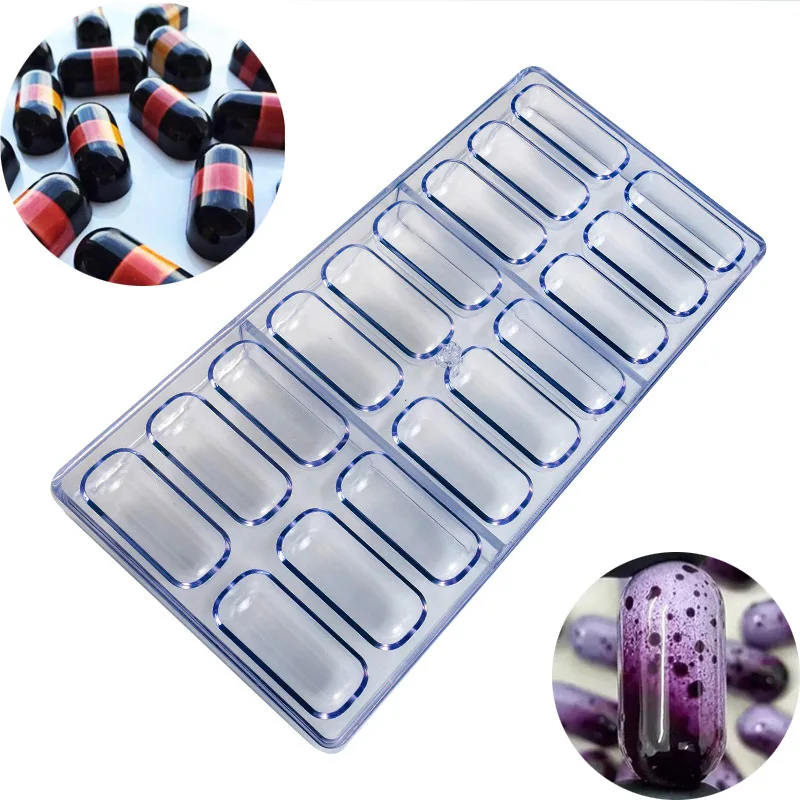 

Polycarbonate Chocolate Moulds 3D Chocolate Bars Candy Molds Polycarbonate Plastic Tray Baking Pastry Bakery Tools, Transparent blue