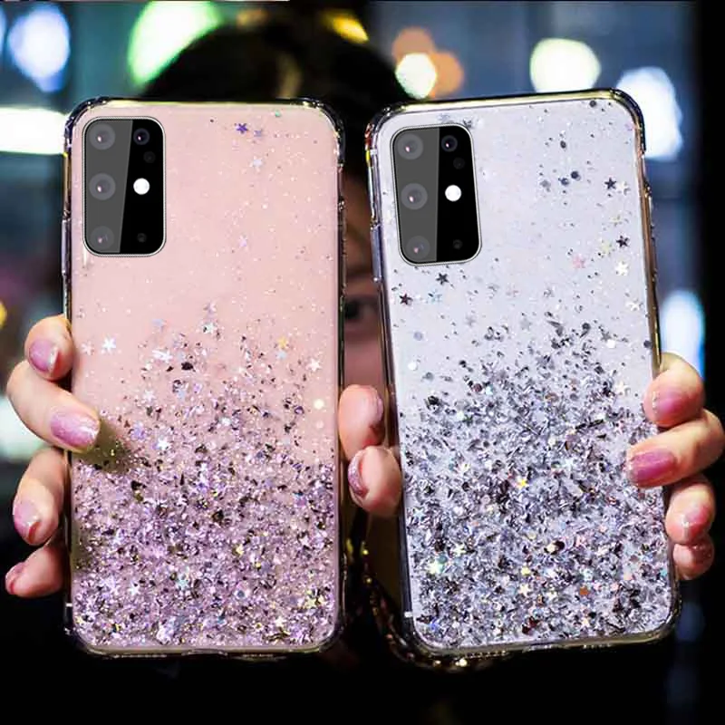 

Drop glue stylish funny glitter slim phone case for samsung a21 s20 plus, Black, green, red, hot pink, purple