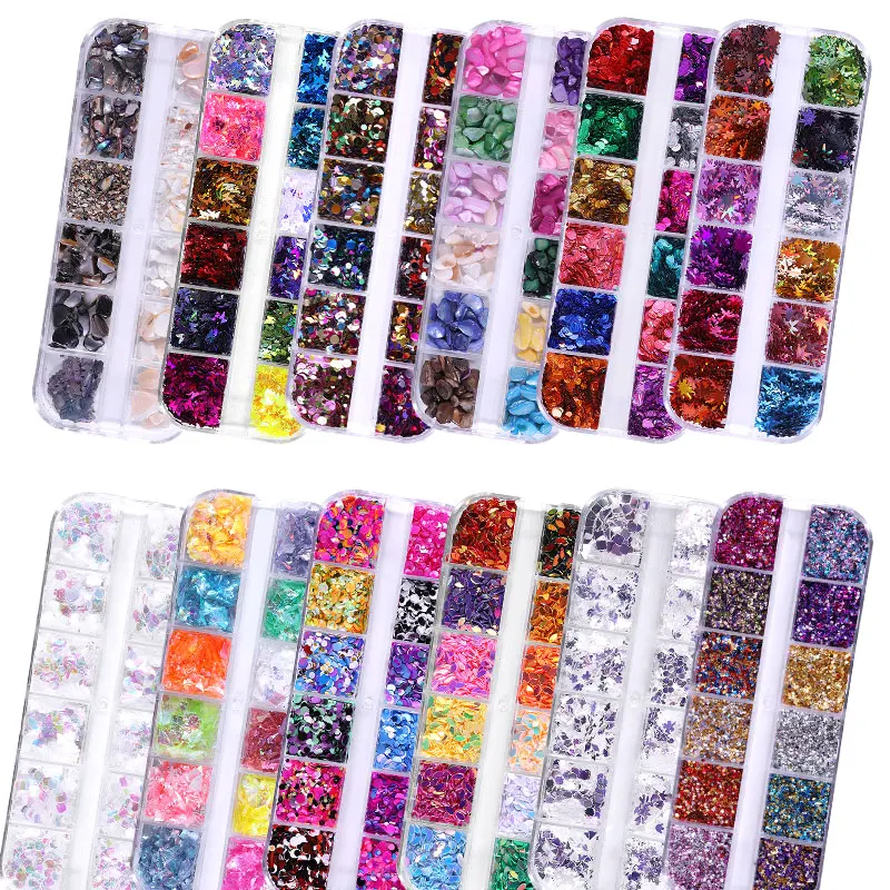 

Misscheering Mirror Butterfly Nail Sequins Paillette Mixed Colors Holographic Glitter 3D Flakes Slices Art Accessories